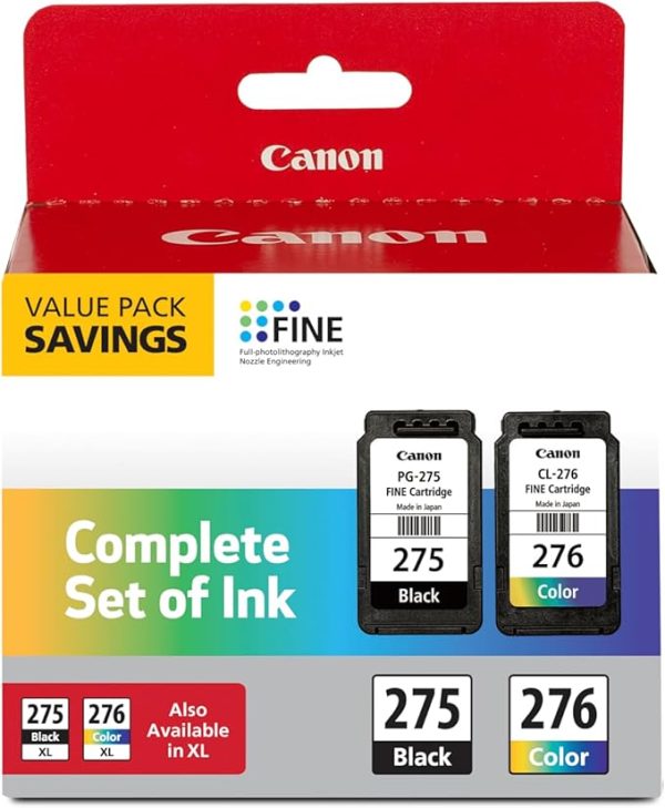 Canon PG-275 / CL-276 Genuine Ink Value Pack (2 Cartridges), Compatible with TS3520/3522/4722/3720/3722, TR4720